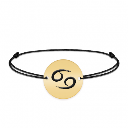 Bratara snur si banut argint 925 placat cu aur galben 24k personalizat cu semn zodiacal Rac [1]