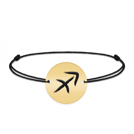 Bratara snur si banut argint 925 placat cu aur galben 24K personalizat cu semn zodiacal Sagetator [1]