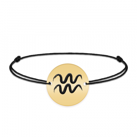 Bratara snur si banut argint 925 placat cu aur galben 24K personalizat cu semn zodiacal Varsator [1]