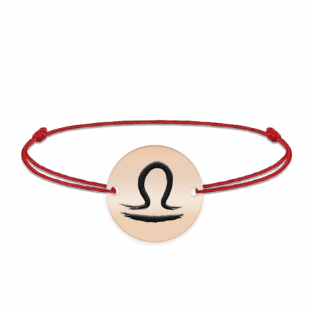 Bratari personalizate - Bratara snur si banut argint 925 placat cu aur roz personalizat cu semn zodiacal Balanta