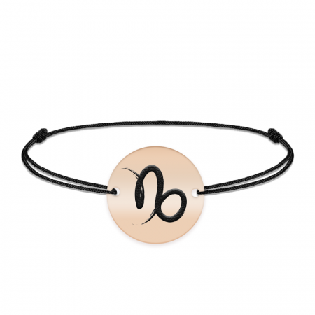 Bratara snur si banut argint 925 placat cu aur roz personalizat cu semn zodiacal Capricorn [1]