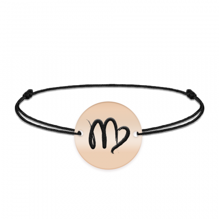 Bratara snur si banut argint 925 placat cu aur roz personalizat cu semn zodiacal Fecioara [1]