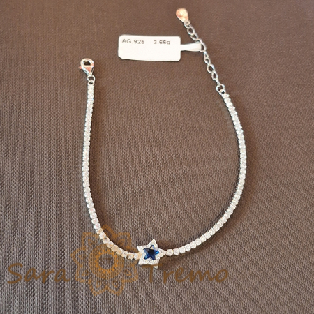 Bratari din argint - Brățară Tennis Argint 925 - Cristal Stea Bleumarin - Thai Sea