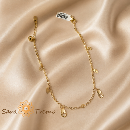 Brățară de gleznă Isola cu charmuri, placaj triplu cu aur 14K, reglabilă 28–32 cm [1]