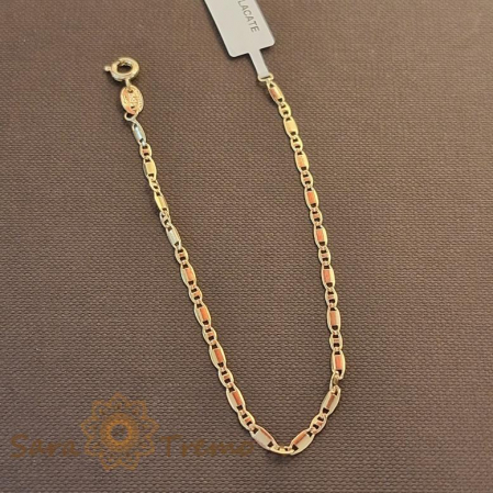 Brățară unisex placată cu aur 18K, 18 cm, plăcuțe 1-cu-1 [0]