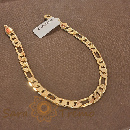 Bratari - Brățară unisex placată cu aur 18K, model clasic cu zale late 3 cu 1 - 22 cm