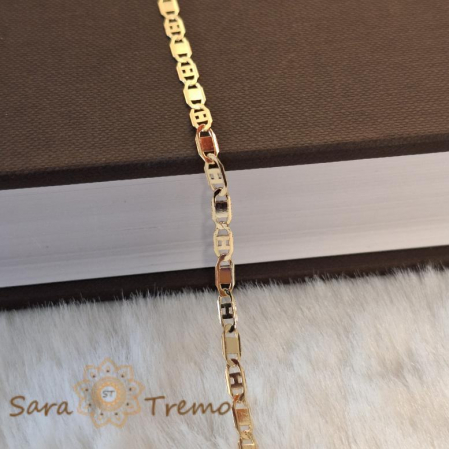 Brățară unisex placată cu aur 18K, model plăcuțe 1-cu-1, 19 cm [1]