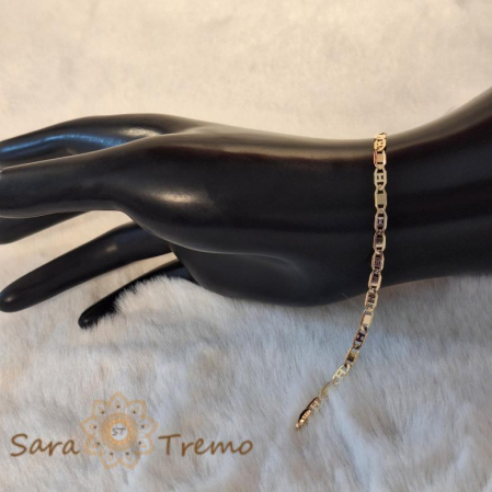 Brățară unisex placată cu aur 18K, model plăcuțe 1-cu-1, 19 cm [2]