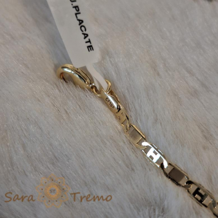 Brățară unisex placată cu aur 18K, model plăcuțe 1-cu-1, 19 cm [4]