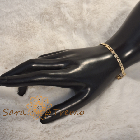 Brățară unisex placată cu aur – model cu plăcuțe gravate, clasic elegant, 20 cm [4]