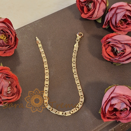 Brățară unisex placată cu aur – model cu plăcuțe gravate, clasic elegant, 20 cm [3]