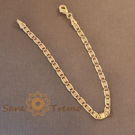 Brățară unisex placată cu aur – model cu plăcuțe gravate, clasic elegant, 20 cm [0]