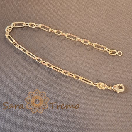 Bratari - Brățară unisex placată cu aur – model modern 3 cu 1 cu zale dreptunghiulare, 18 cm