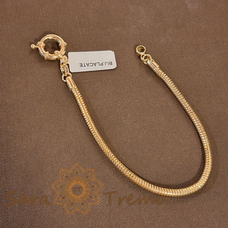 Brățară unisex tip șarpe placată cu aur 18K, model marinăresc - 19 cm [0]