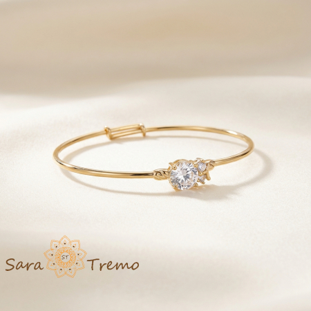 Bratari - Bratara Bufnita Intelepciunii – Bratara fixa placata cu aur 14K cu zirconia albe