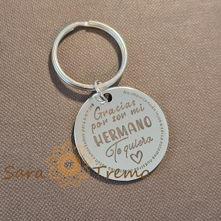 Brelocuri personalizate - Breloc gravat din oțel inoxidabil – „Gracias por ser mi hermano”, mesaj emoționant pentru frate