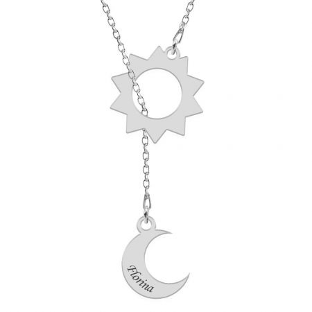 Lantisoare cu text personalizat din argint - Bright - Colier din argint personalizat - Soare si luna