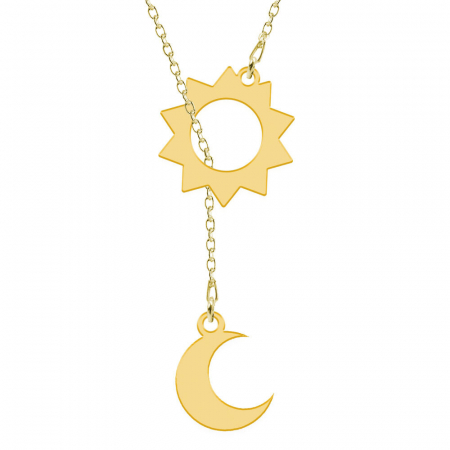 Bright - Colier personalizat din argint placat cu aur galben 24K - Soare si luna [1]