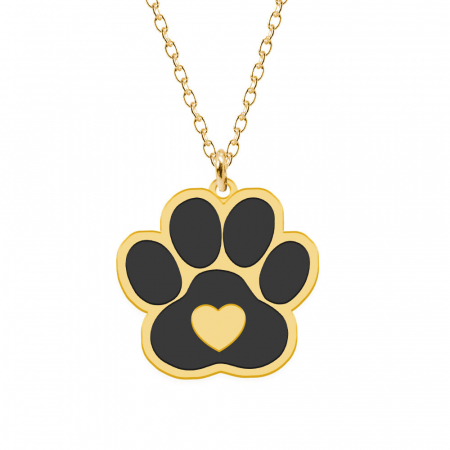 Bijuterii placate cu aur - Bruno - Colier personalizat din argint placat cu aur galben 24K cu talisman labuta