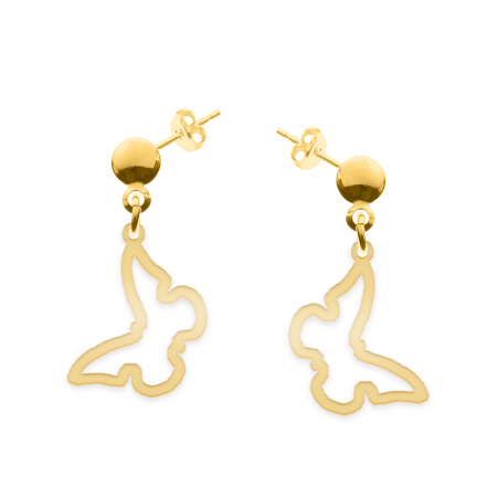 Cercei personalizati - Butterfly - Cercei personalizati cu tija si fluturas din argint 925 placat cu aur galben 24K