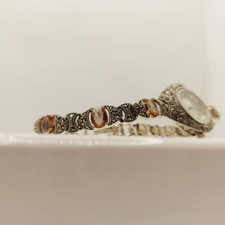 Ceas din argint masiv Honey cu pietre naturale Zultanit și marcasite [1]