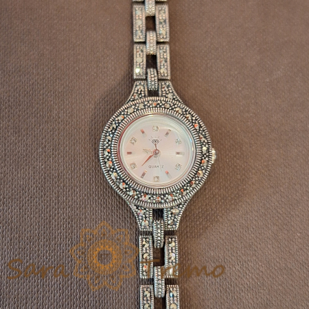Ceas din argint masiv Infinity cu pietre naturale marcasite [1]