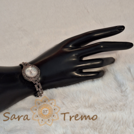 Ceas din argint masiv Infinity cu pietre naturale marcasite [7]