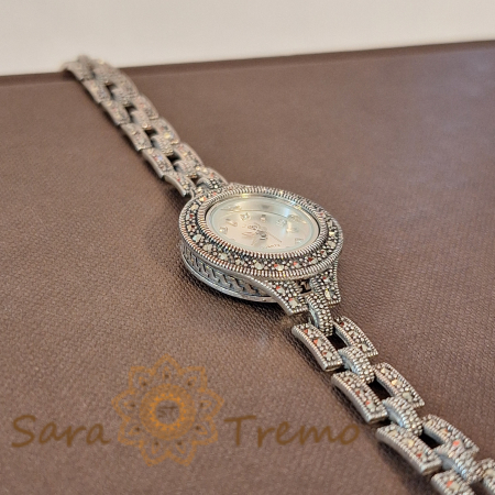 Ceas din argint masiv Infinity cu pietre naturale marcasite [2]