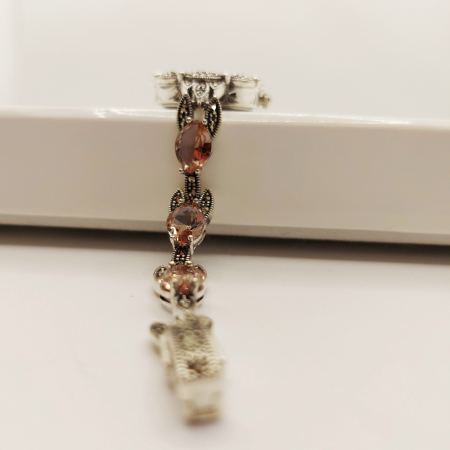 Ceas din argint masiv Serenity cu piatra naturală Zultamit și pietricele naturale marcasite [8]