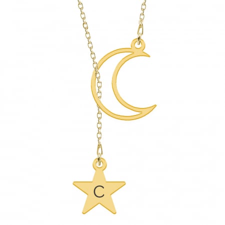 Celesta - Colier personalizat  din argint placat cu aur galben 24K - Semiluna si steluta [1]