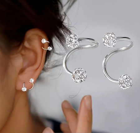 Cercei din argint - Cercei Argint 925 „Spirala Strălucirii” – design modern cu cristale zirconia