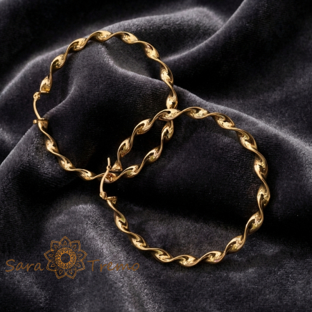 Cercei Spirala – Cercei Rotunzi Rasuciti 5.5 cm placati 18K Brazilia [1]