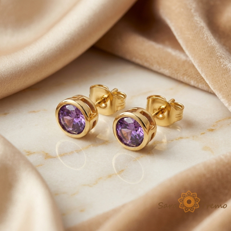 Cercei - Cercei Violet Imperial – Cercei placati cu 3 straturi de aur 14K, cristal zirconia tip ametist
