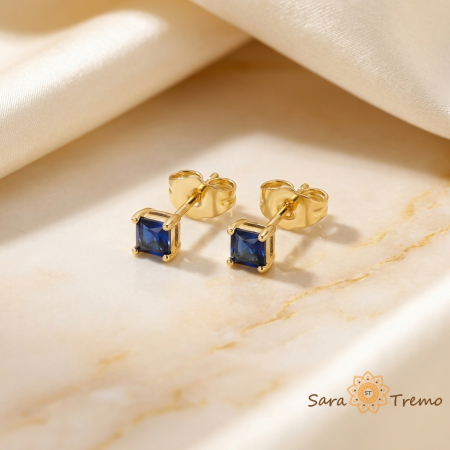 Cercei - Cercei Safir Regal – Cercei placati cu 3 straturi de aur 14K, zirconia tip safir