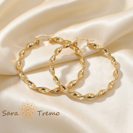 Cercei rotunzi - Cercei Spirala Regala – Cercei Rotunzi Rasuciti 5 cm placati 18K Brazilia