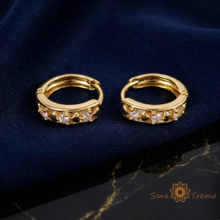 Cercei Raza Fina – Cercei Rotunzi placati cu 3 straturi de aur 14K, zirconia, 1 cm [1]