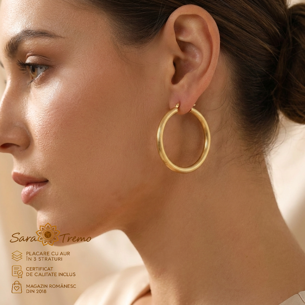 Cercei Cercuri Aurii Brazilia 4,7 cm, aur 18K | SaraTremo [1]