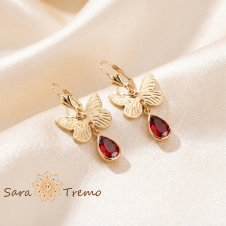 Cercei - Cercei Fluturele Pasiunii – Cercei placati 18K Brazilia, 3 cm