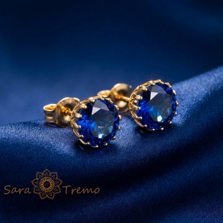 Cercei Noaptea Safirului – Cercei Tip Tija placati 18K Brazilia [1]