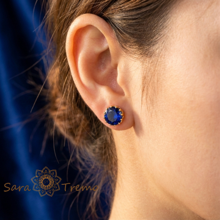 Cercei Noaptea Safirului – Cercei Tip Tija placati 18K Brazilia [2]