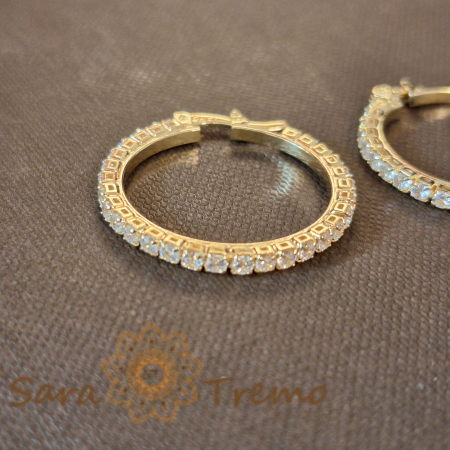 Cercei eleganți cu cristale zirconia, 2.3 cm – Strălucire regală, model nou, cu ștanță [4]