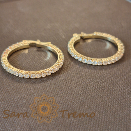 Cercei eleganți cu cristale zirconia, 2.3 cm – Strălucire regală, model nou, cu ștanță [0]