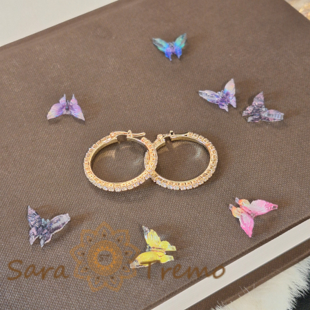 Cercei eleganți cu cristale zirconia, 2.3 cm – Strălucire regală, model nou, cu ștanță [5]