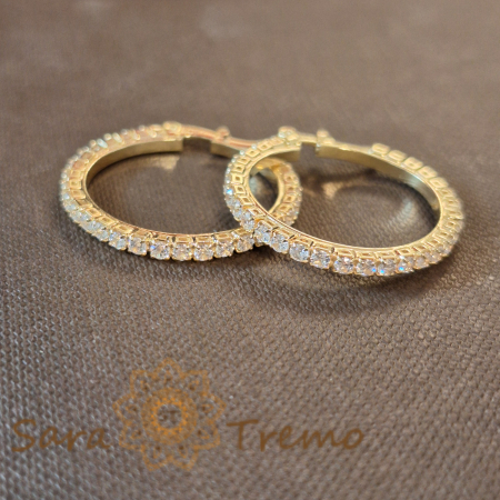 Cercei eleganți cu cristale zirconia, 2.3 cm – Strălucire regală, model nou, cu ștanță [1]