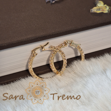 Cercei eleganți cu cristale zirconia, 2.3 cm – Strălucire regală, model nou, cu ștanță [6]