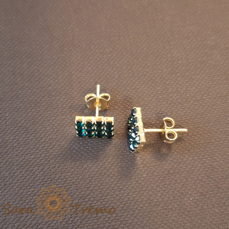 Cercei clasici placati cu aur 18K cu cristale verzi, prindere tip fluturas [2]