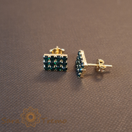 Cercei clasici placati cu aur 18K cu cristale verzi, prindere tip fluturas [1]