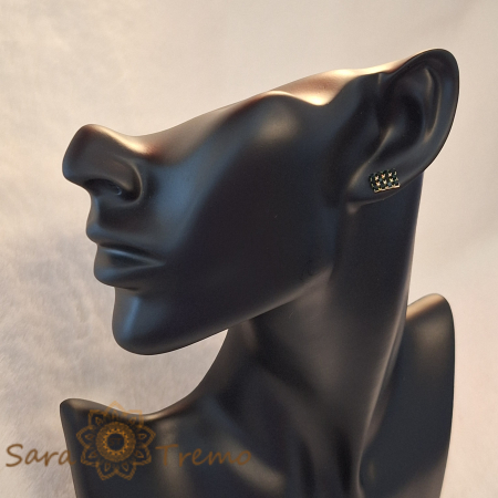 Cercei clasici placati cu aur 18K cu cristale verzi, prindere tip fluturas [3]