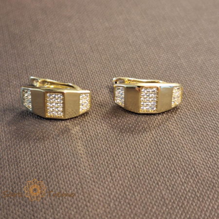 Cercei clasici placati cu aur de 14 Karate cu cristale zirconia [0]