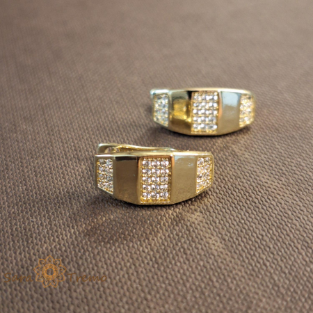 Cercei clasici placati cu aur de 14 Karate cu cristale zirconia [2]